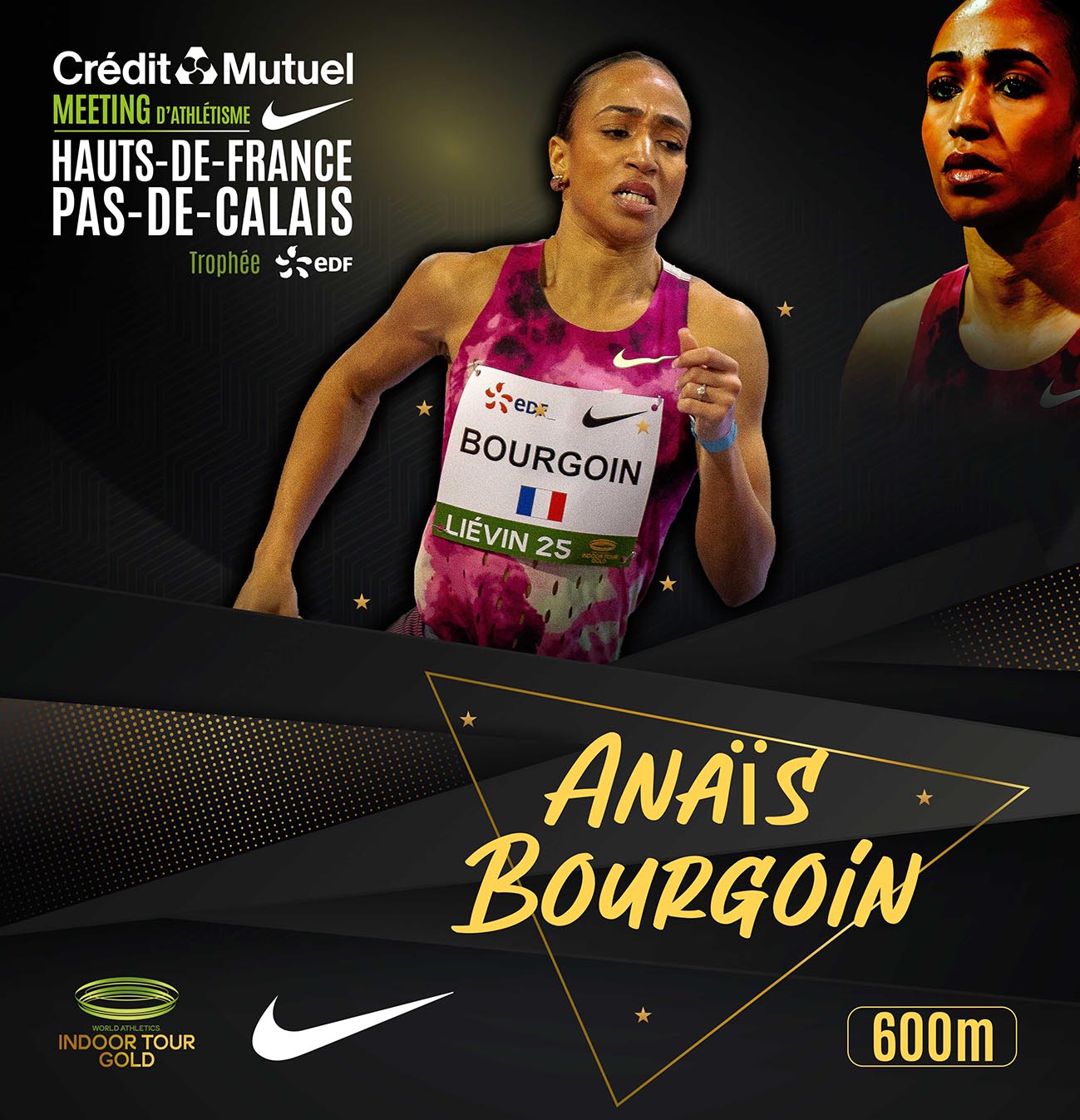 La meilleure tricolore du 800m, Anaïs BOURGOIN, s'alignera sur 600m